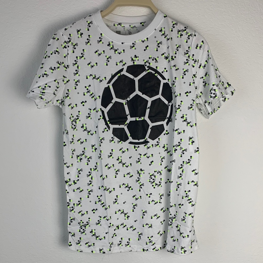Xersion White Tee with Black and Green Soccer Graphic